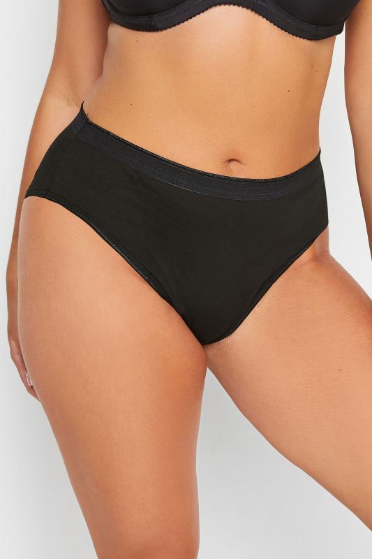 YOURS 4 PACK Plus Size Black Cotton Stretch High Leg Briefs | Yours Clothing 2