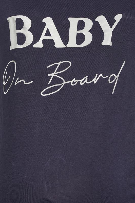 BUMP IT UP MATERNITY Plus Size Navy Blue 'Baby On Board' Slogan T-shirt | Yours Clothing 5