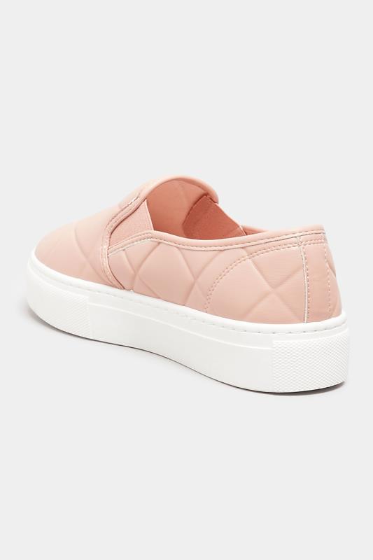 Pink Quilted Slip-On Trainers In Extra Wide EEE Fit 4