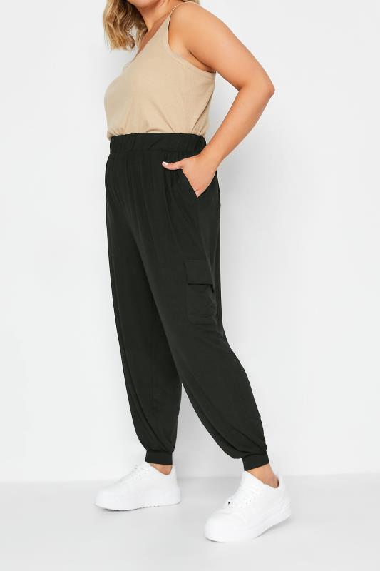  Tallas Grandes YOURS Curve Black Jersey Harem Cargo Trousers