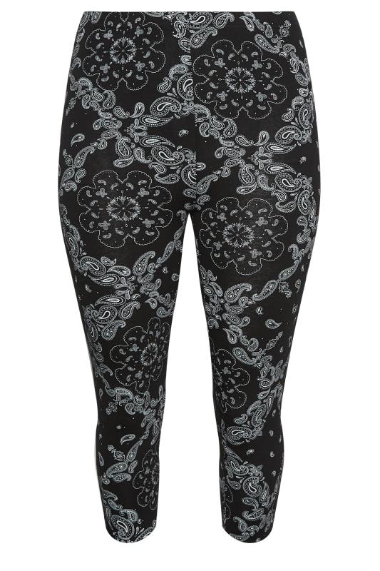 YOURS Plus Size Black Tile Print Cropped Leggings | Yours Clothing 5