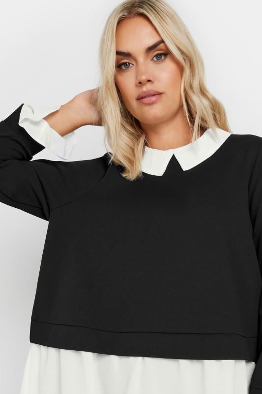 YOURS Plus Size Black & White 2-In-1 Top | 5