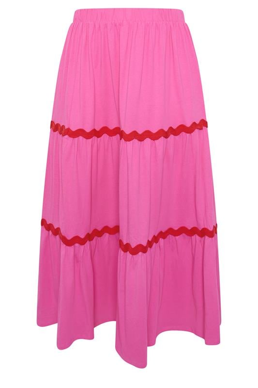 YOURS Plus Size Pink Contrast Swirl Maxi Skirt | Yours Clothing 5