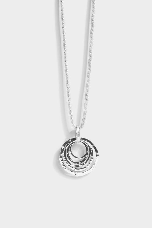  dla puszystych Silver Tone Stacked Circle Pendant Necklace
