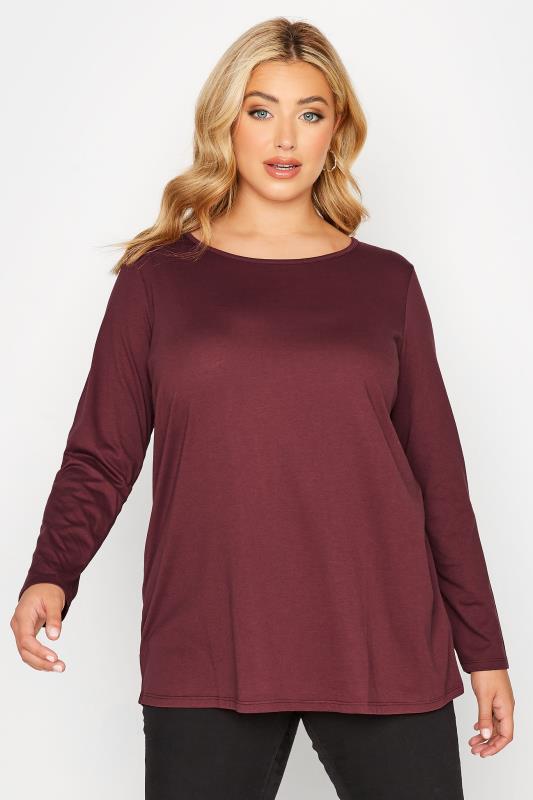 Curve Berry Red Long Sleeve T-Shirt 1