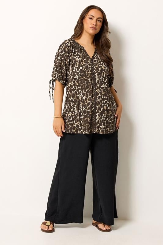 YOURS Plus Size Brown Leopard Swirl Detail Blouse | Yours Clothing 1