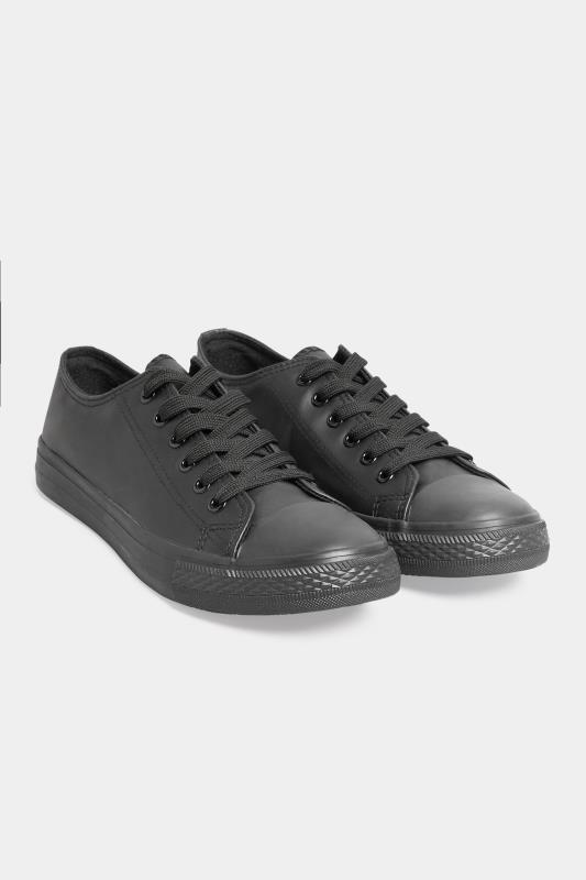 Black Low Lace Up Trainer In Wide E Fit 2