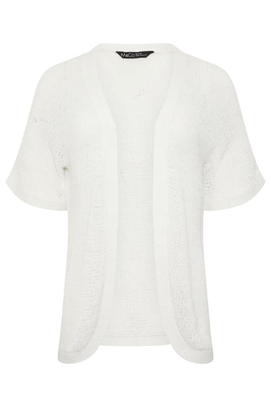 M&Co White Short Sleeve Tape Knit Cardigan | M&Co 5