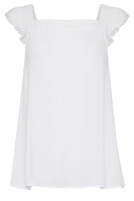 LTS Tall Women's White Crinkle Frill Top | Long Tall Sally 6