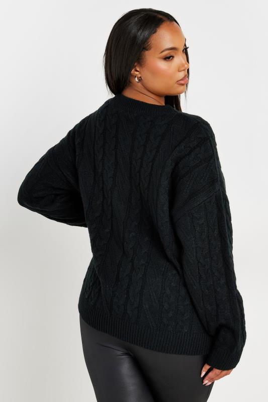 YOURS Curve Black Cable Knit Jumper | Yours Clothing 4