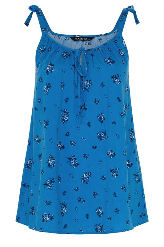 YOURS Plus Size Blue Ditsy Floral Vest Top | Yours Clothing 5