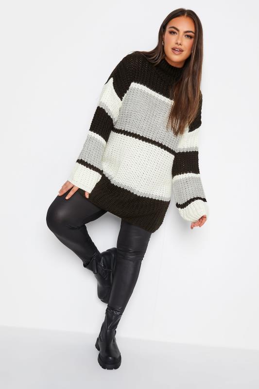 YOURS Plus Size Black Colour Block Knitted Jumper | Yours Clothing 2