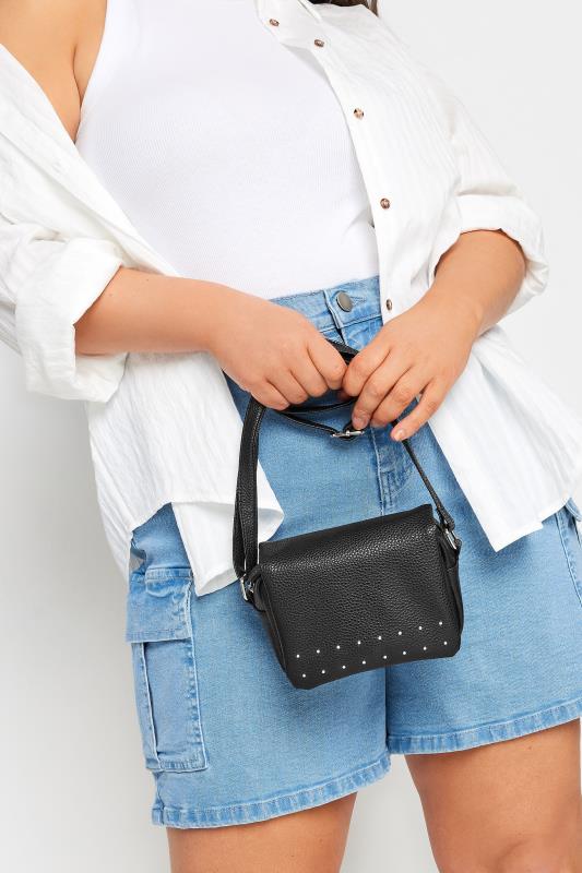 Black Stud Detail Cross Body Bag | Yours Clothing 2