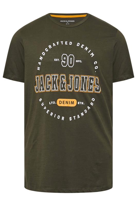 JACK & JONES Big & Tall 3 Pack Green & Red Printed Logo T-Shirts | BadRhino 10