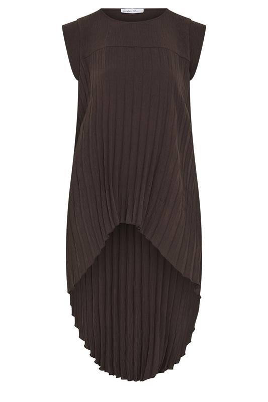 YOURS LONDON Plus Size Chocolate Brown Pleated Top | Yours Clothing 5