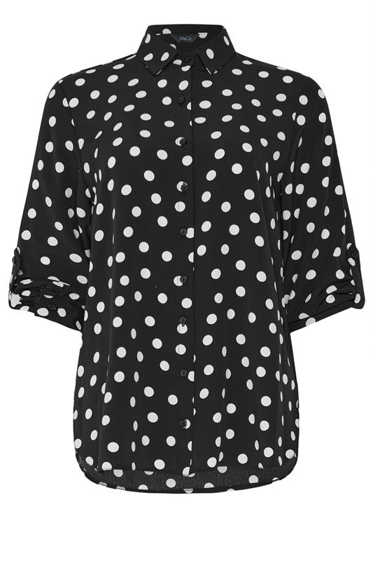 M&Co Black Polka Dot Tab Sleeve Shirt 5