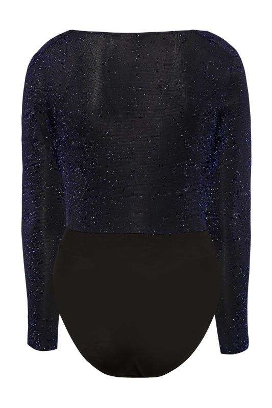 Curve Black & Cobalt Blue Long Sleeve Glitter Bodysuit 7