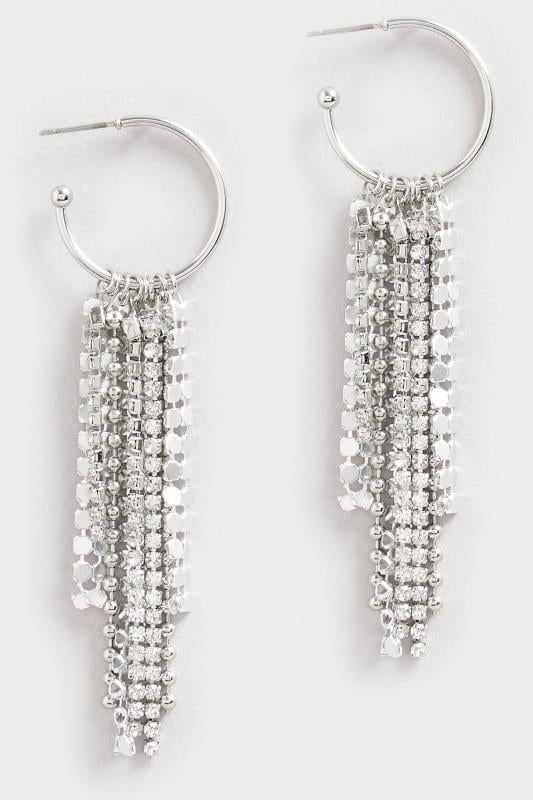 Silver Tone Diamante Tassel Earrings | Yours Clothing 2