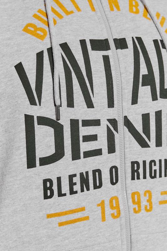 BLEND Big & Tall Grey 'Vintage' Logo Zip Through Hoodie | BadRhino 4