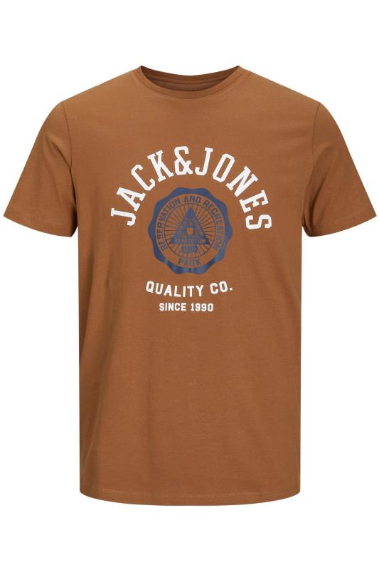 JACK & JONES Big & Tall Rust Brown Logo Print T-Shirt 2