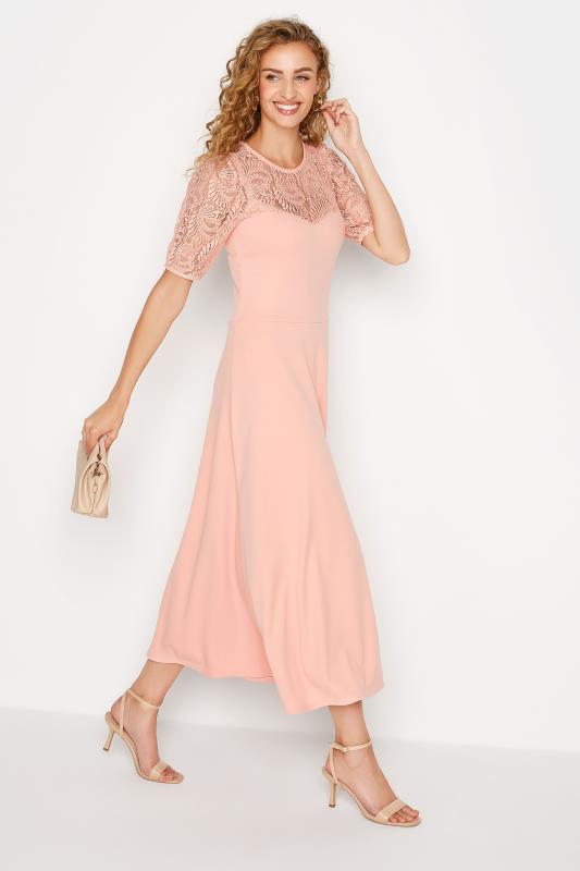 LTS Tall Pink Lace Midi Dress 2