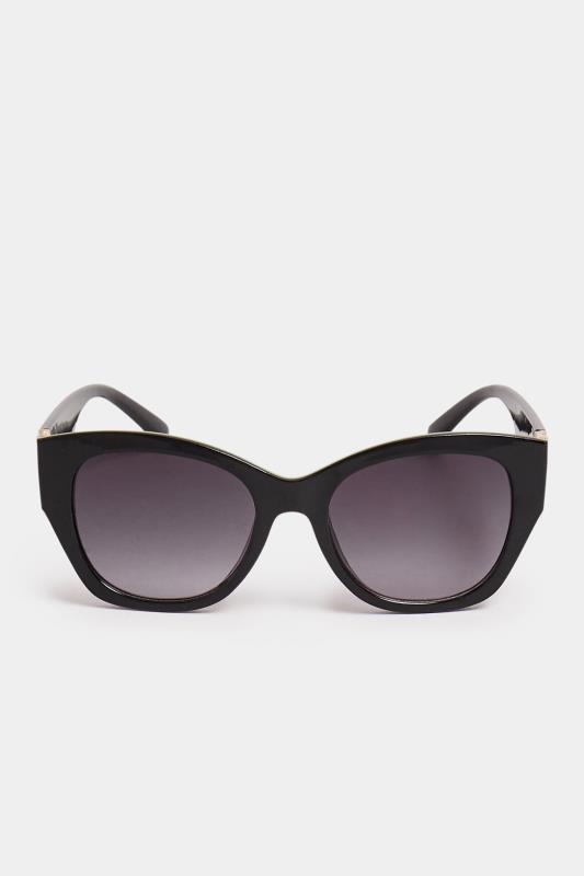 Black & Gold Tone Chain Arm Sunglasses | Yours Clothing 3