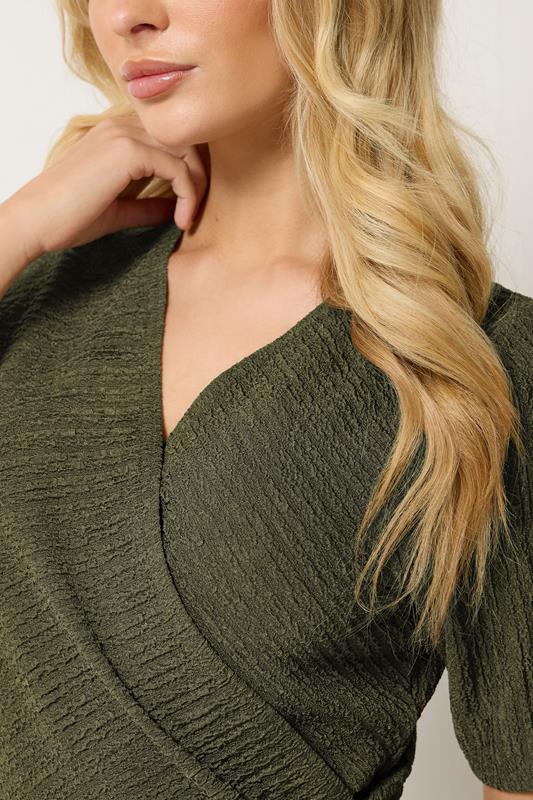 M&Co Khaki Green Textured Top and Trousers Set | M&Co 4