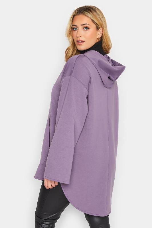 Curve Plus Size Purple V-Neck Jersey Hoodie | Yours Clothing  4