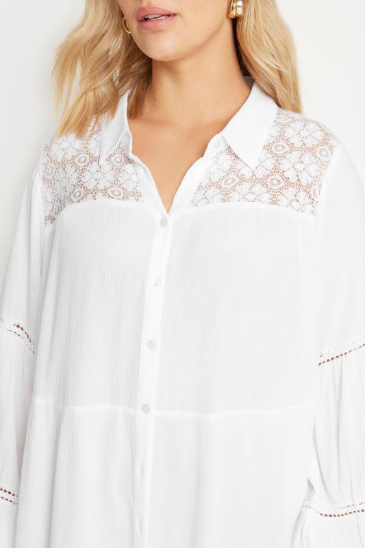 YOURS Plus Size White Tiered Shirt | Yours Clothing 4