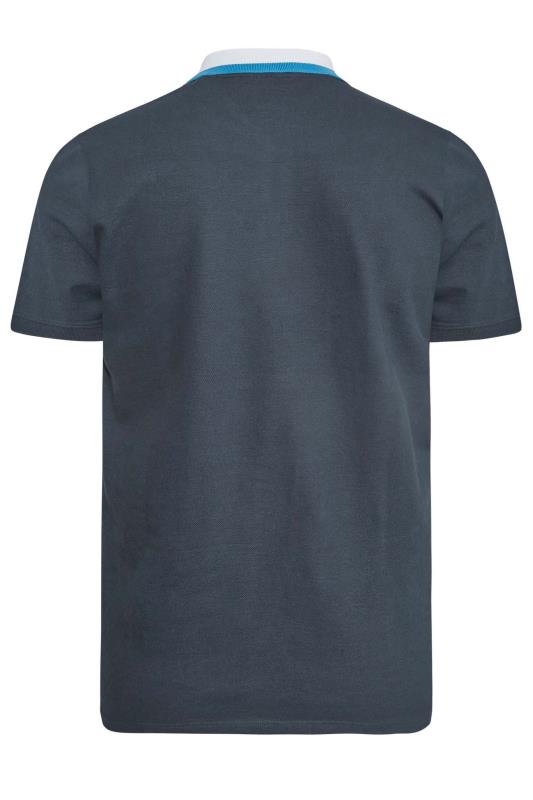 BadRhino Big & Tall Navy Blue Contrast Stripe Collar Polo Shirt 4