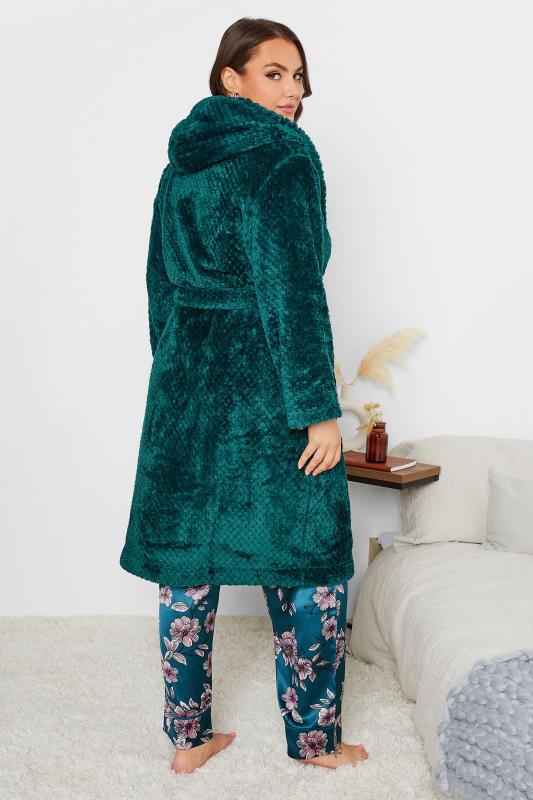 Curve Emerald Green Waffle Fleece Hooded Dressing Gown | Yours Clothing 4