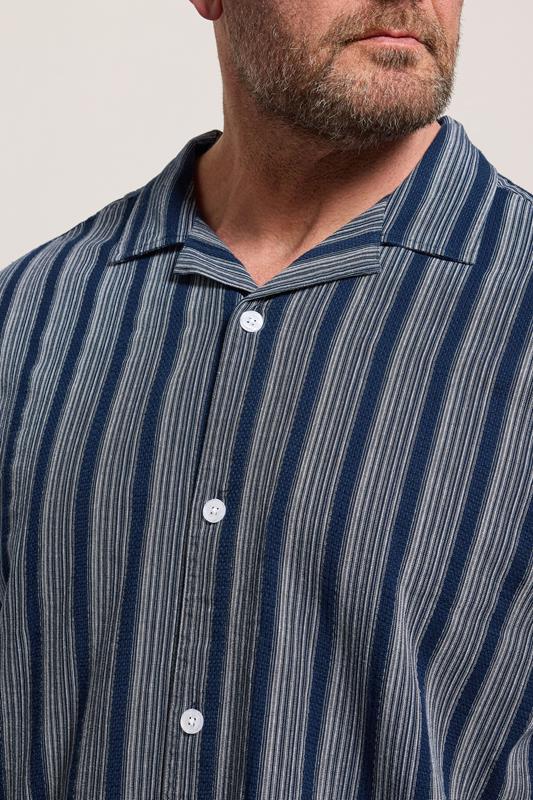 BadRhino Big & Tall Navy Blue & White Stripe Shirt | BadRhino 5