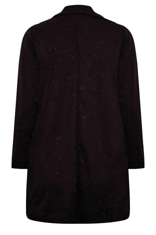 YOURS Curve Plus Size Black & Pink Glitter Longline Blazer | Yours Clothing 8