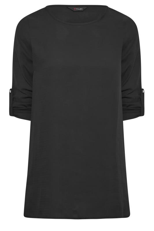 YOURS Plus Size Black Tab Sleeve Blouse | Yours Clothing 6