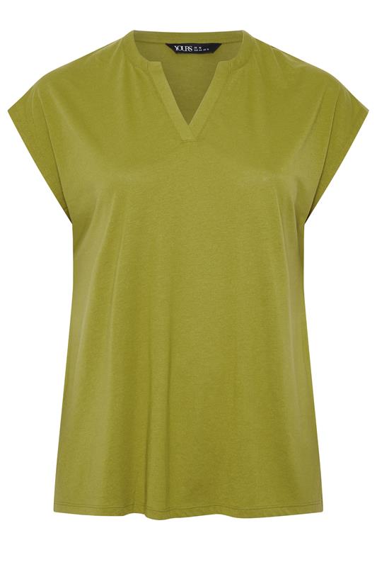 YOURS Plus Size Green Notch Neck T-Shirt | Yours Clothing 5