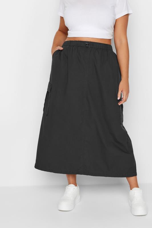 LIMITED COLLECTION Plus Size Black Parachute Skirt | Yours Clothing  1