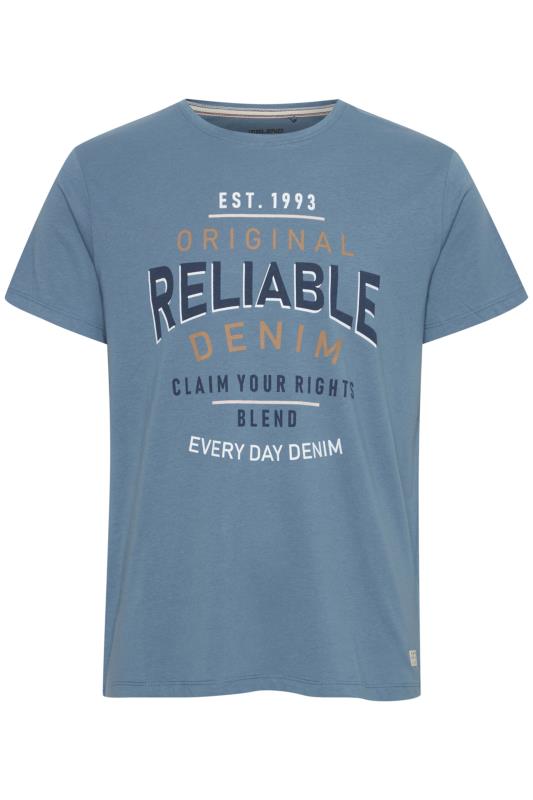BLEND Big & Tall Blue 'Reliable' Print T-Shirt_F.jpg