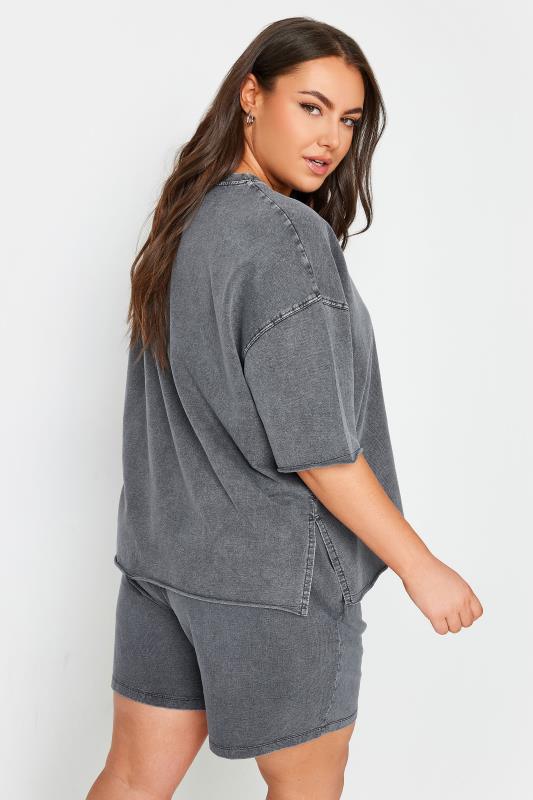 LIMITED COLLECTION Plus Size Grey Acid Wash Oversized T-Shirt | Yours Clothing 3
