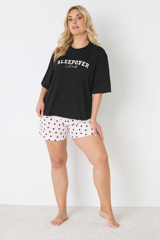 YOURS Plus Size Black 'Sleepover Club' Sleep Top | Yours Clothing 5