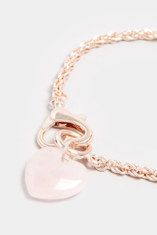 Rose Gold Tone Heart Charm Bracelet | Yours Clothing 3
