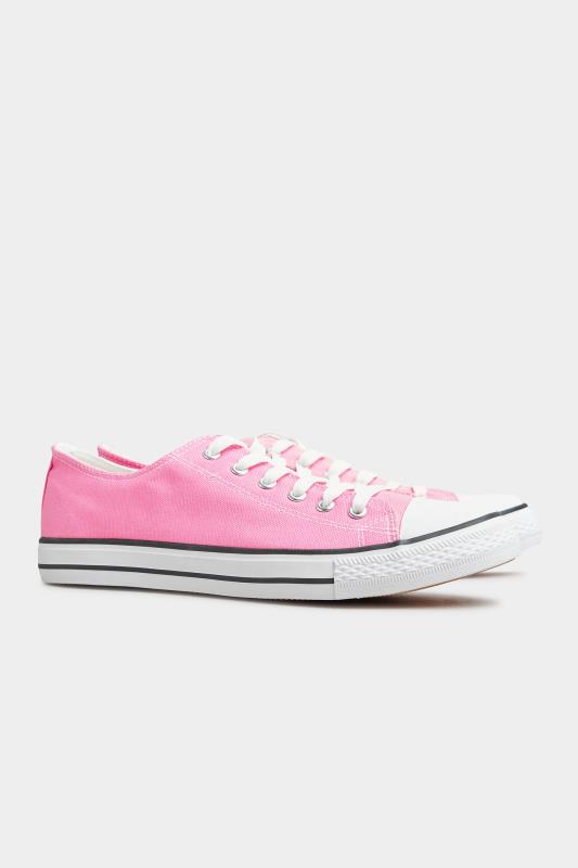 Pink Canvas Low Trainers In Wide E Fit 5