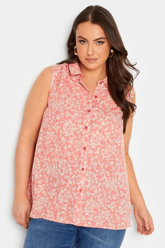 YOURS Plus Size Pink Ditsy Floral Print Blouse | Yours Clothing 1