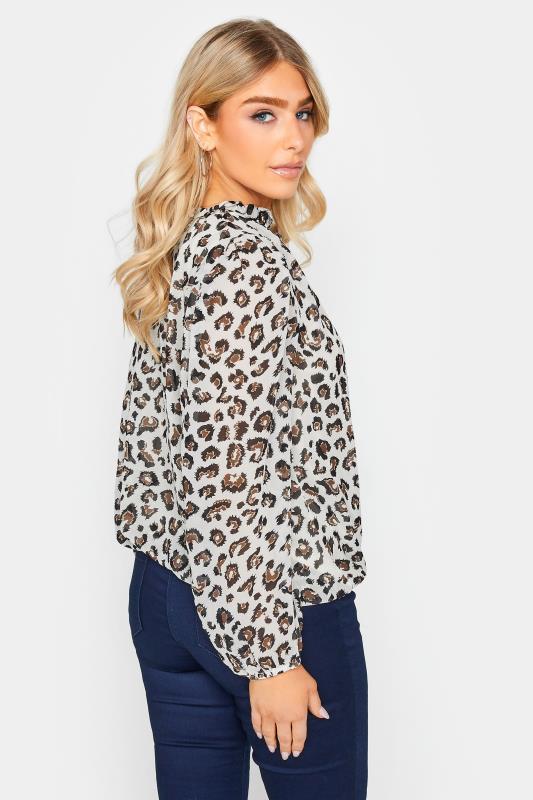 M&Co Natural Brown Leopard Print Tie Neck Blouse | M&Co 3