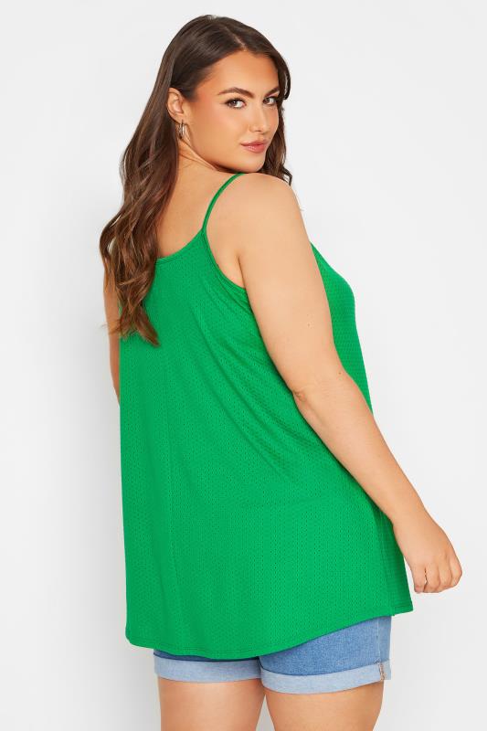Plus Size Green Pointelle Strappy Vest | Yours Clothing 3