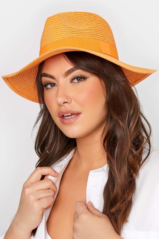 Orange Straw Fedora Hat | Yours Clothing  1