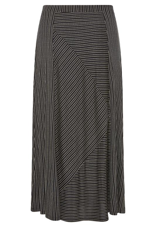 Plus Size Black Asymmetric Striped Pocket Skirt | Yours Clothing 5