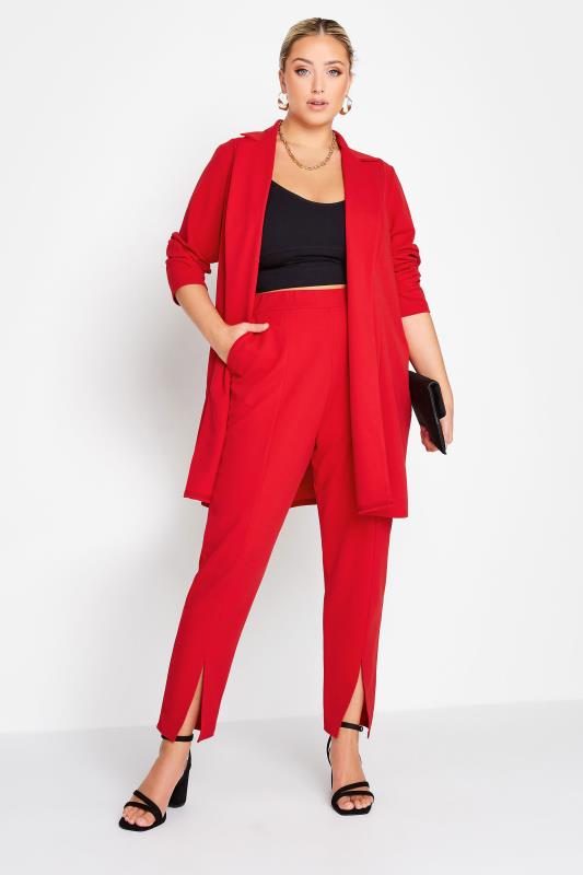 LIMITED COLLECTION Curve Red Split Hem Tapered Trousers 2