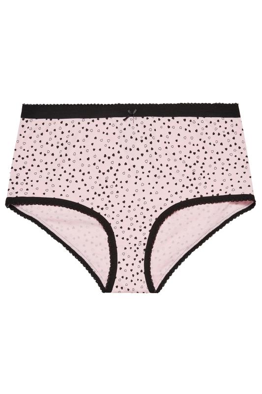 YOURS Plus Size Curve 5 PACK Hot Pink Heart Print Full Briefs | Yours Clothing  7