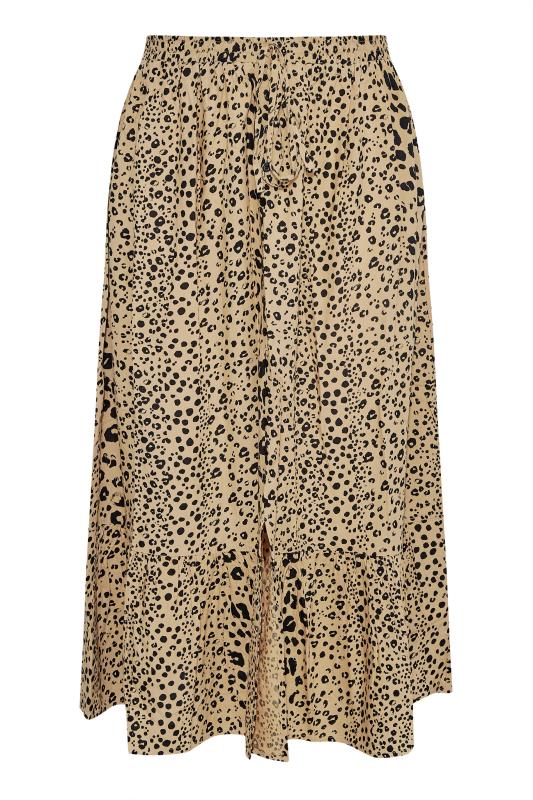 Plus Size Brown Animal Print Button Maxi Skirt | Yours Clothing 4