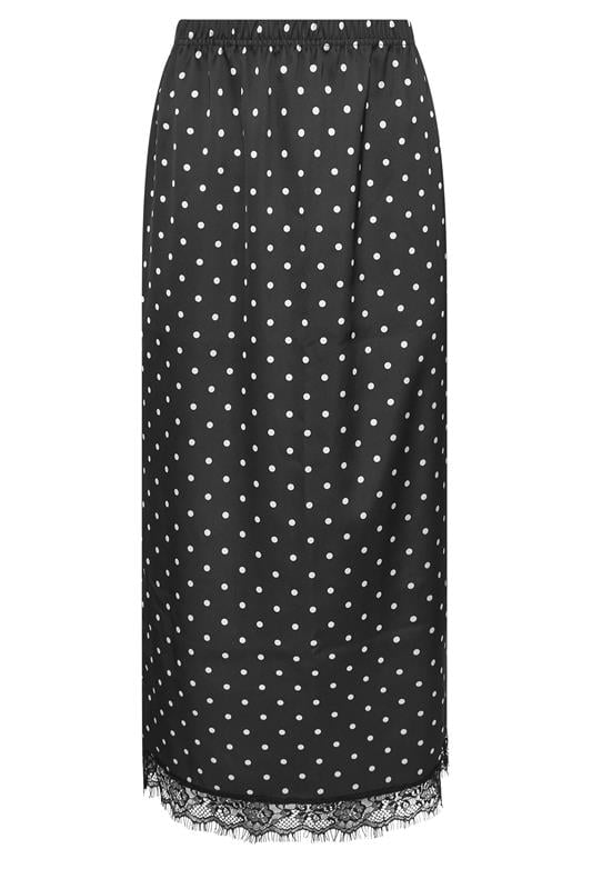 PixieGirl Petite Women's Black Polka Dot Satin Maxi Skirt | PixieGirl 5